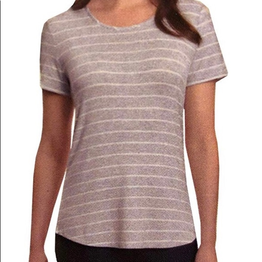 Ellen Tracy Zipper Back Striped Blouse Size Large